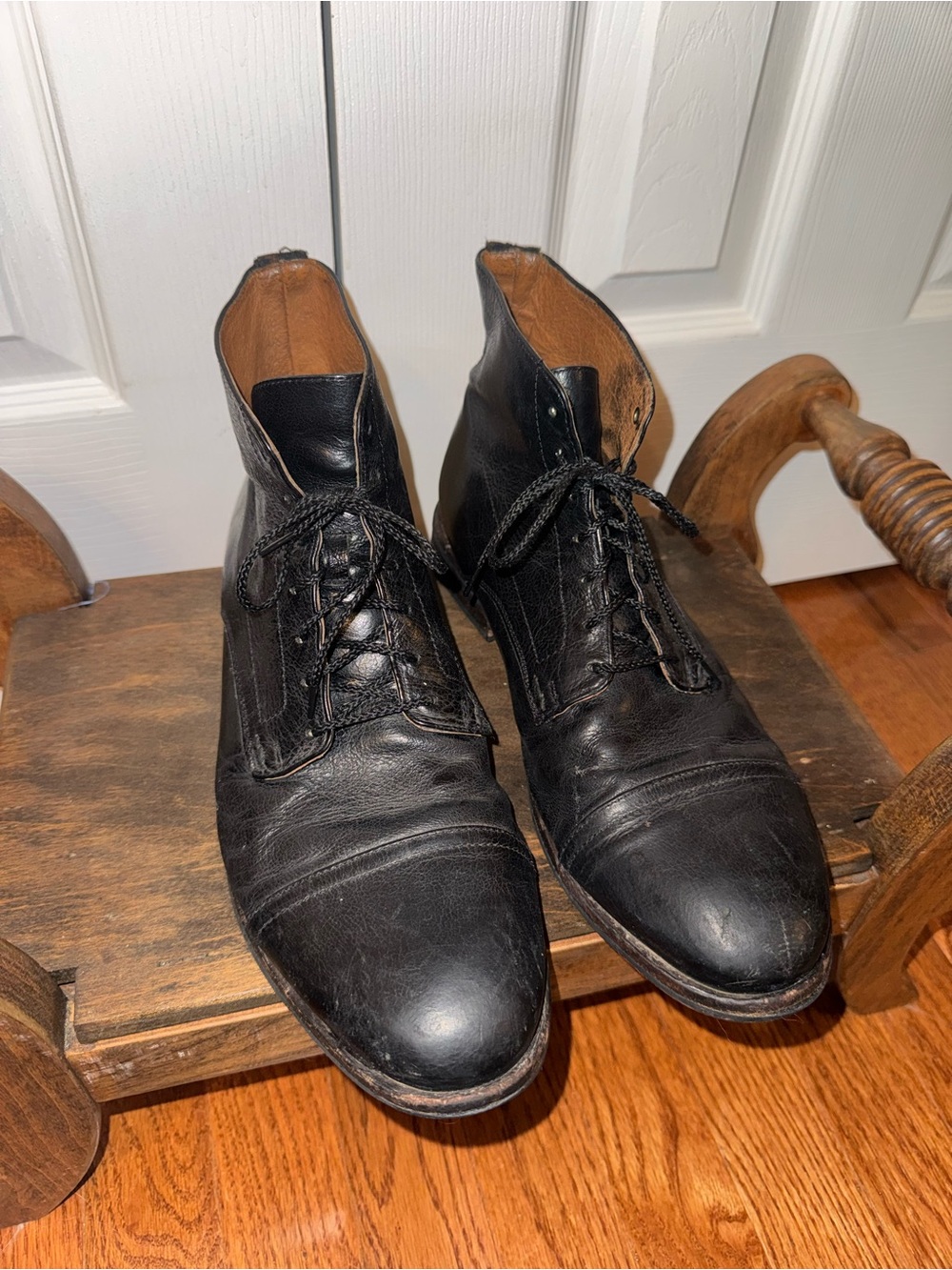 FRYE Paul Cap Toe Lace-Up Ankle Boots Black Leather Men’s